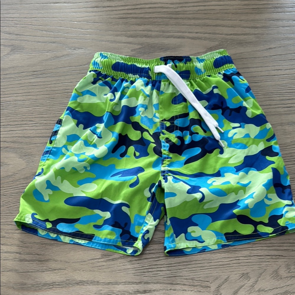 Wes & Willy - Youth BoysFunky Camo Trunk in Green and Blue (sz5)